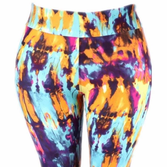 New Tie Dye multi Peachskin leggings One Size - Picture 1 of 3
